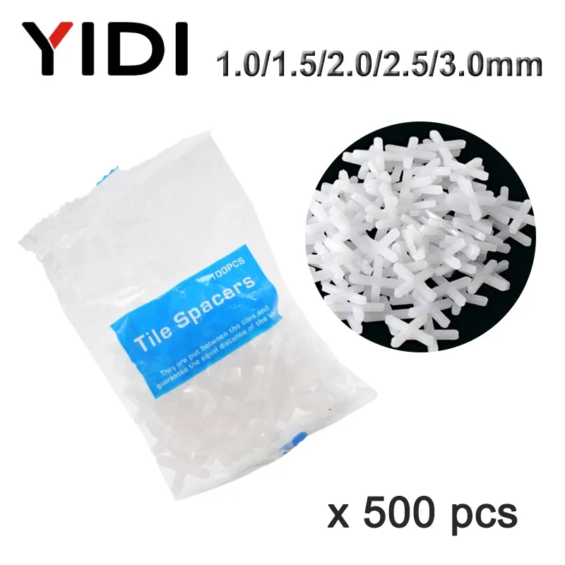 500pcs 1/1.5/2/2.5/3mm Resuable Plastic Cross Spacer for Laying Tile Ceramic Leveling System Wall Floor Construction Tiler Tools