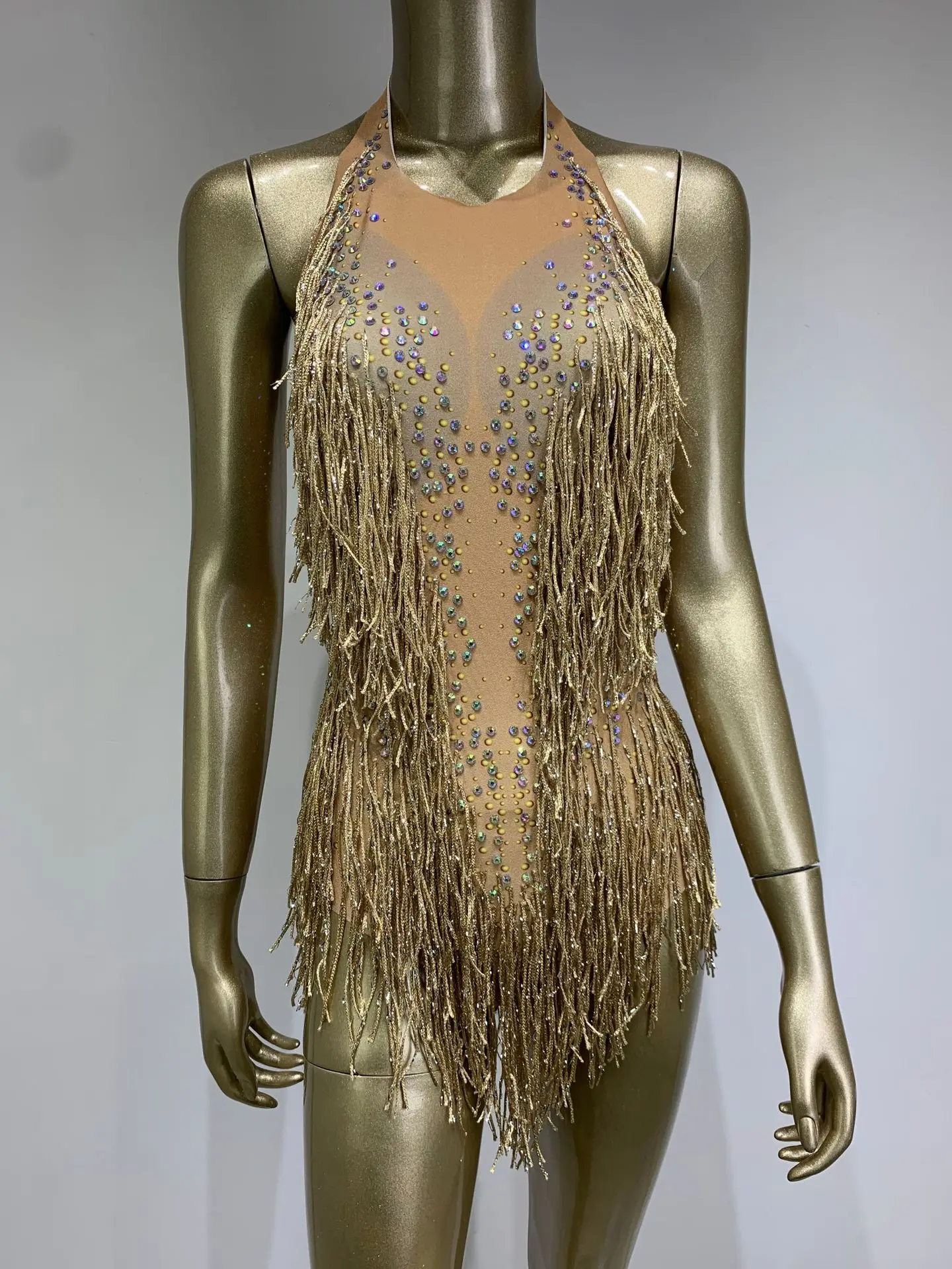 

2024 Fashion new halter dress performance wear body chain