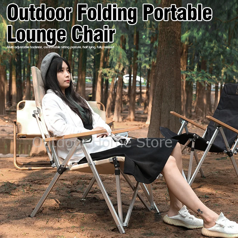 Silla plegable para acampar al aire libre, asiento de relajación con ajuste de ángulo, portátil, para ocio, playa, pesca y jardín