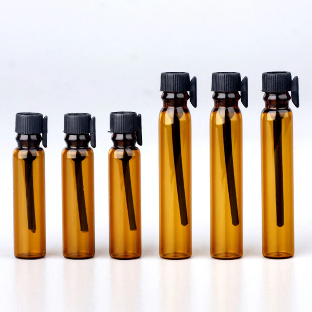 50/100/200PCS 0.5ml 1ml 2ml Perfume Sample Vial Glass Mini Perfume Bottle Empty Amber Essential oil Tester Trial Bottle Tube