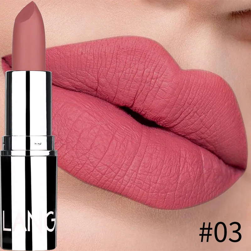 Lápiz labial mate desnudo resistente al agua de larga duración, barra de labios antiadherente, no se decolora, Sexy, rojo, rosa, terciopelo, Cosméticos de maquillaje