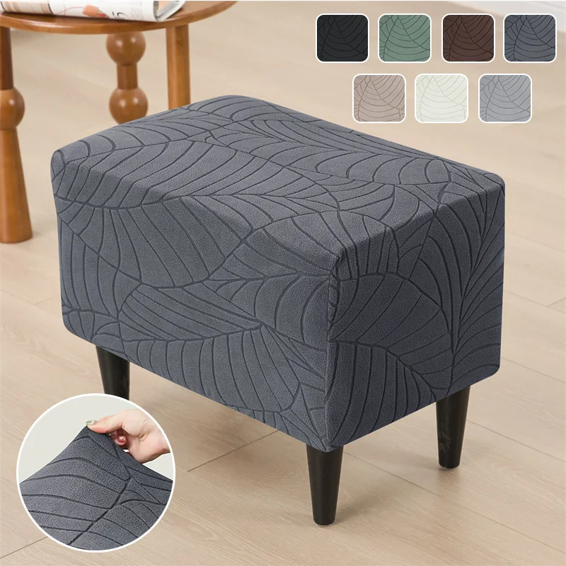 1 Stück Jacquard Ottoman-Bezug Rechteckiger Sofa-Fußhocker-Überzug Dehnbarer Fußhocker-Schutzbezug Aufbewahrungs-Ottoman-Bezüge für Zuhause
