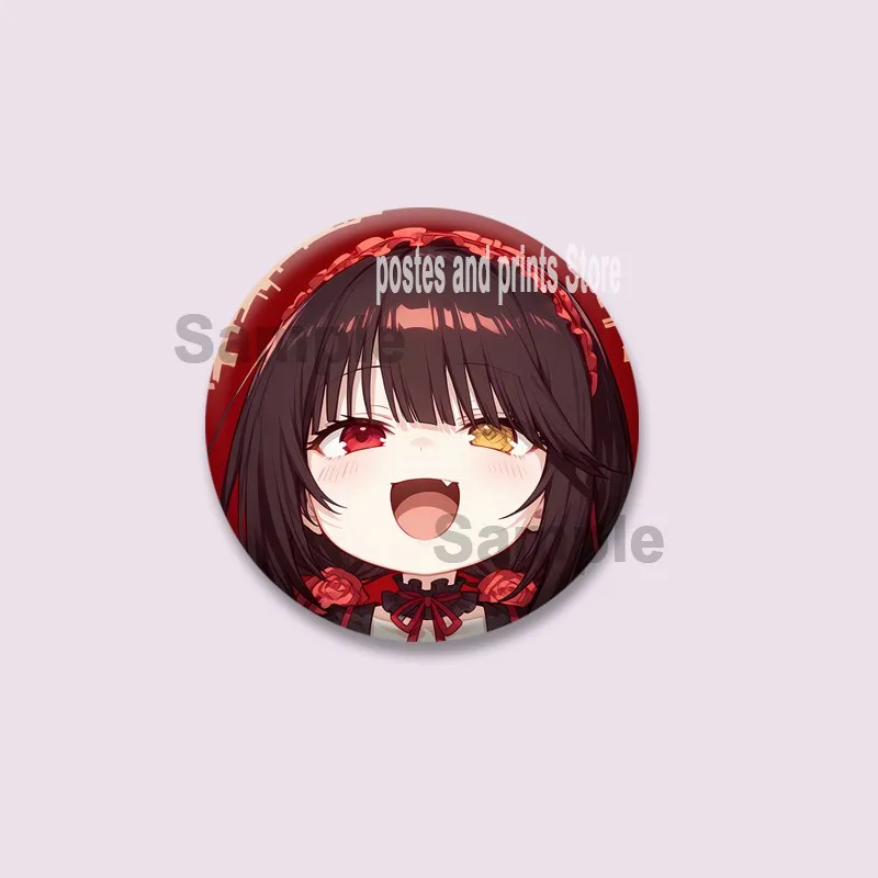 Anime Date A Live Coin Badges Cute Cartoon Girls Kurumi Tokisaki Tinplate Pins Custom Round Brooches Bag Jewelry Gift for Friend