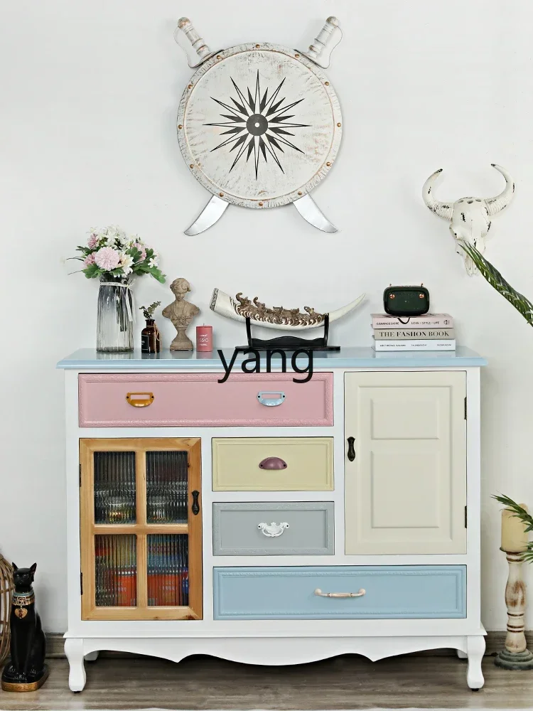

LMM Mediterranean living room chest storage solid wood storage cabinet