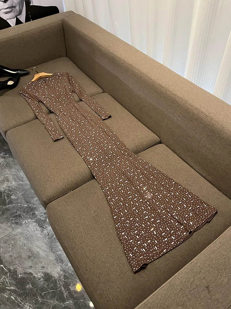 Ele Long Sve Diamond See-tough Slimming Dr ثوب مسائي Ci Commuting Basic Sle مادة أخرى 00%