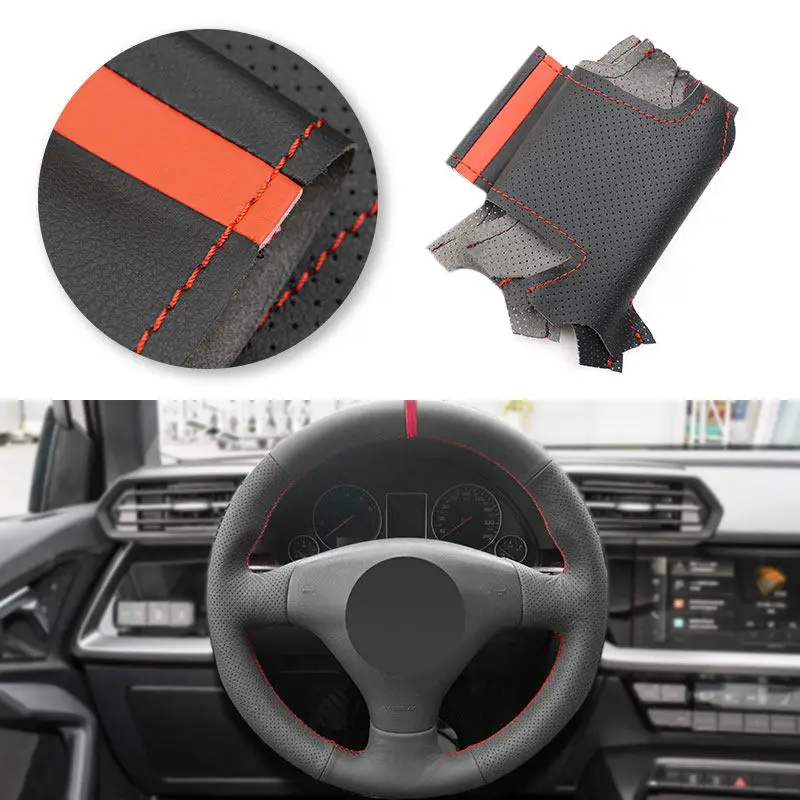 Braids on Car Steering Wheel For Audi A8 D2 1998 - 2002 S8 D2 TT 8N S4 B5 S6 C5 1999 2000 2001 Leather Cover Trim Accessories