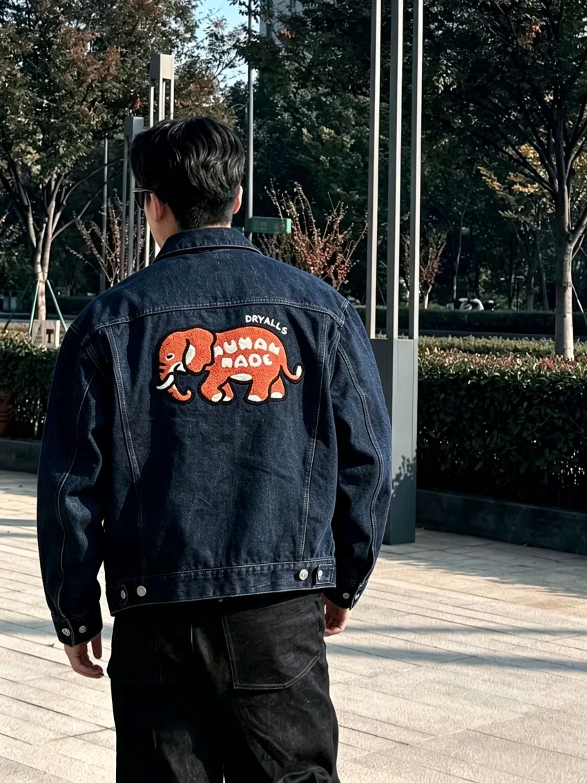 HUMAN MADE Bangkok Exclusive Elephant Denim Work Jacket Unisex Vintage Streetwear Trendy Coat