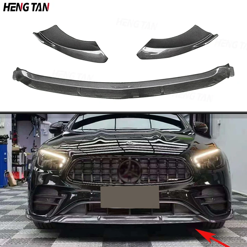 For Mercedes Benz E Class W213 E260 E300 E350 2021+ Carbon Fiber Car Front Bumper Splitter Front Lip Chin Spoiler Diffuser Parts