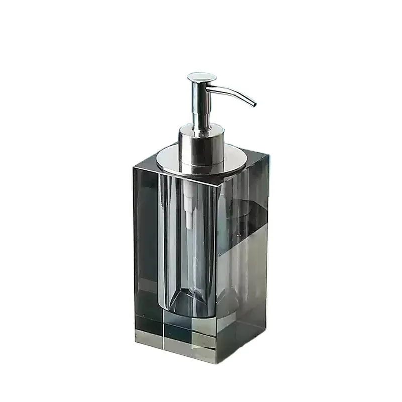 European Grey Crystal Glass Lotion Bottle Mouthwash Cup Toothbrush Shelf Bathroom Accessories Luxury Crystal Toothbrush Shelf