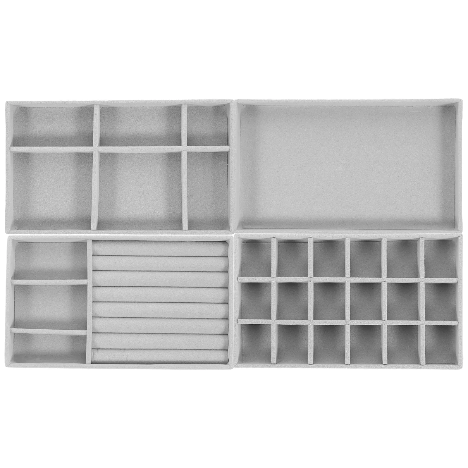

4pcs Jewelry Storage Tray Organizer for Earrings Necklaces Bracelets Lined Portable Jewelry Box Accessories Desktop