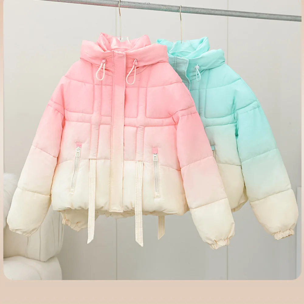 

Ladies Winter Chic Cotton Jacket Design Sense Hooded Be All-match Female Coat Warm Casual Loose Women's Cotton Padded Outerwear
