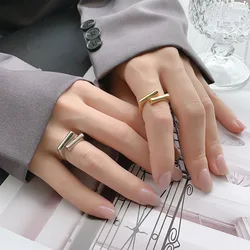 925 Sterling Silver Irregular Rectangle Open Women's Rings Engagement Luxury Designer Jewelry Wholesale Jewellery Moneys 925