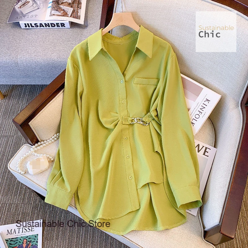 Korean-style fashion western style long sleeve waist shirt women's spring and autumn new temperament high sense casual top