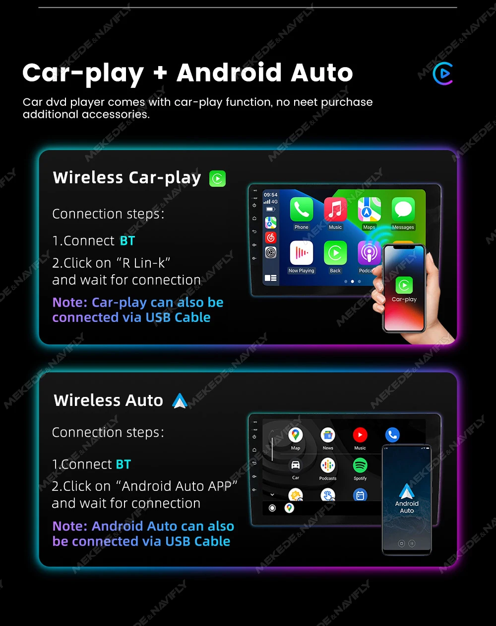 MEKEDE Car Radio Android Screen For Fiat Panda 169 2003- 2012 Wireless Carplay Auto WIFI BT RDS Car Multimedia Video Player