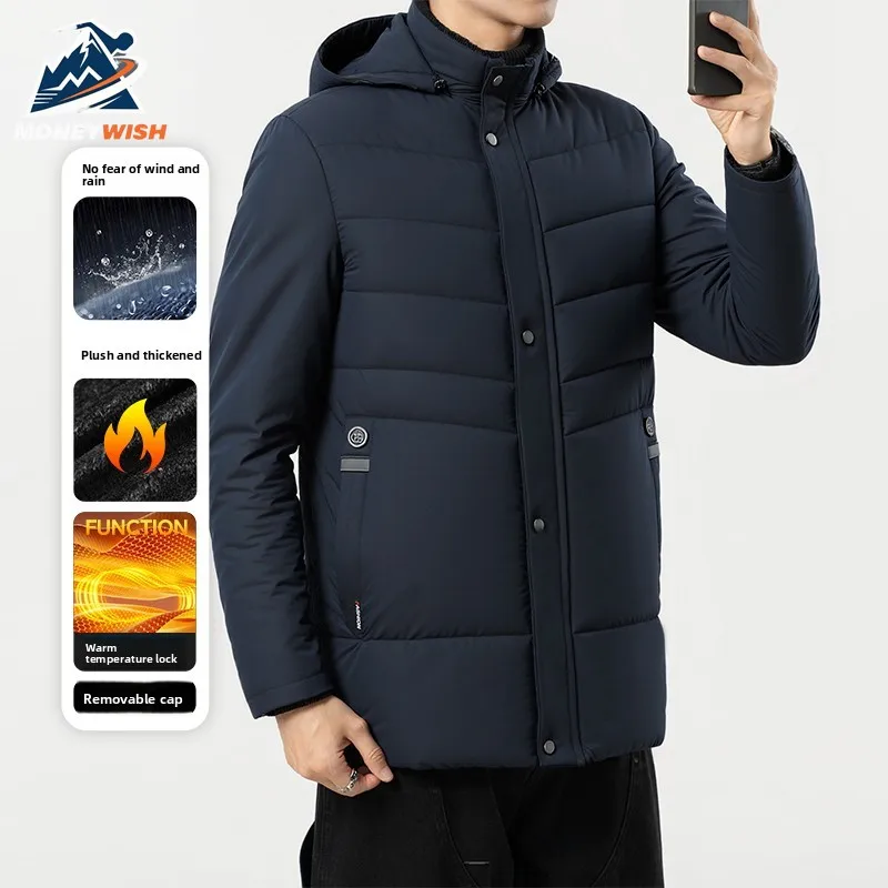 

Хлопковая куртка MONEYWISH, новинка 2025 года, с утолщенным бархатом, теплое пальто с капюшоном, зимняя одежда для улицы, пуховое хлопковое пальто