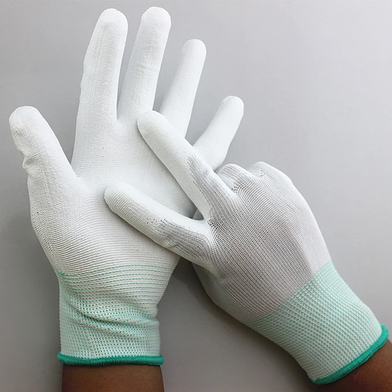 Guantes de trabajo electrónicos antiestáticos, protectores de manos con revestimiento de Palma de pu, antideslizantes para protección de dedos, 2 piezas