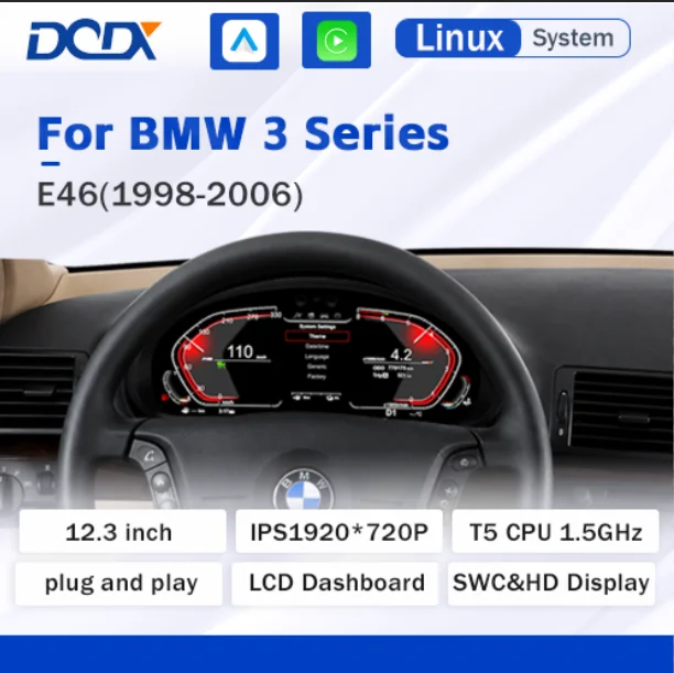 For BMW 3 Series E46 M3 1998-2006 Car LCD Dashboard Digital Cluster Cockpit Instrument Speedometer Multifunctional