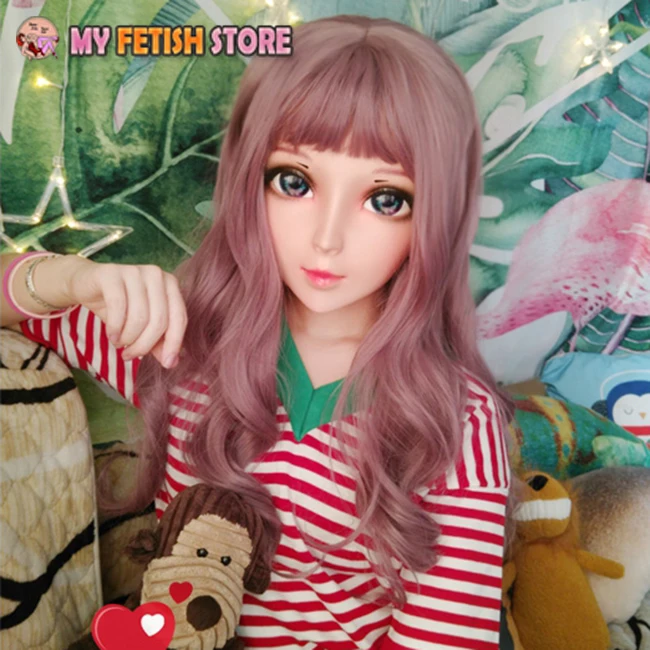 (Ying-6) Vrouwelijke Zoete Meisje Hars Half Hoofd Kigurumi BJD Ogen Crossdress Cosplay Japanse Anime Rol Lolita Masker Met Ogen En Pruik