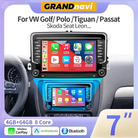 Grandnavi Android 13 Autoradio GPS Voor VW Volkswagen Skoda Octavia Golf 5 6 Touran Passat B6 Polo Jetta 2Din multimedia Speler