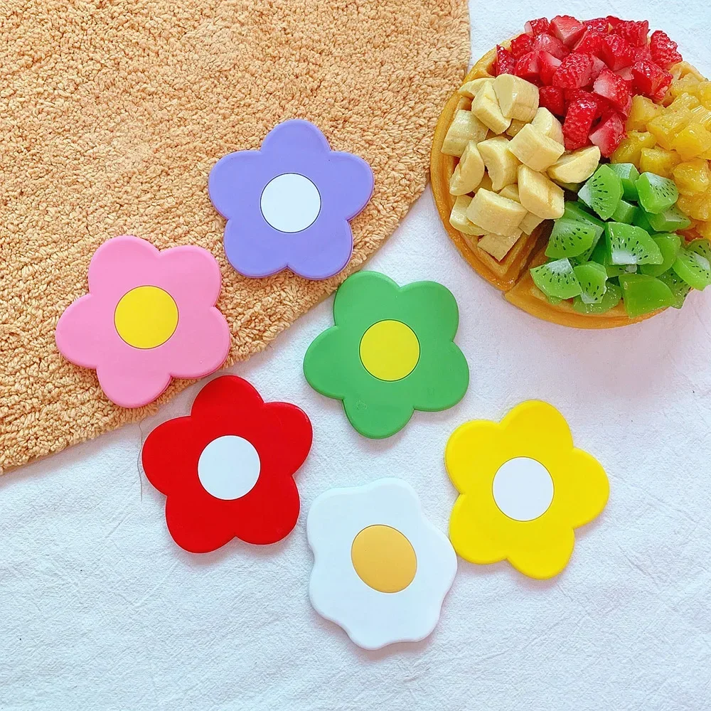 1pc Colorful Flowers Mirrors Mini Portable Pocket Makeup Mirrors Fashion Ins Style Creative Silicone Small Mirror