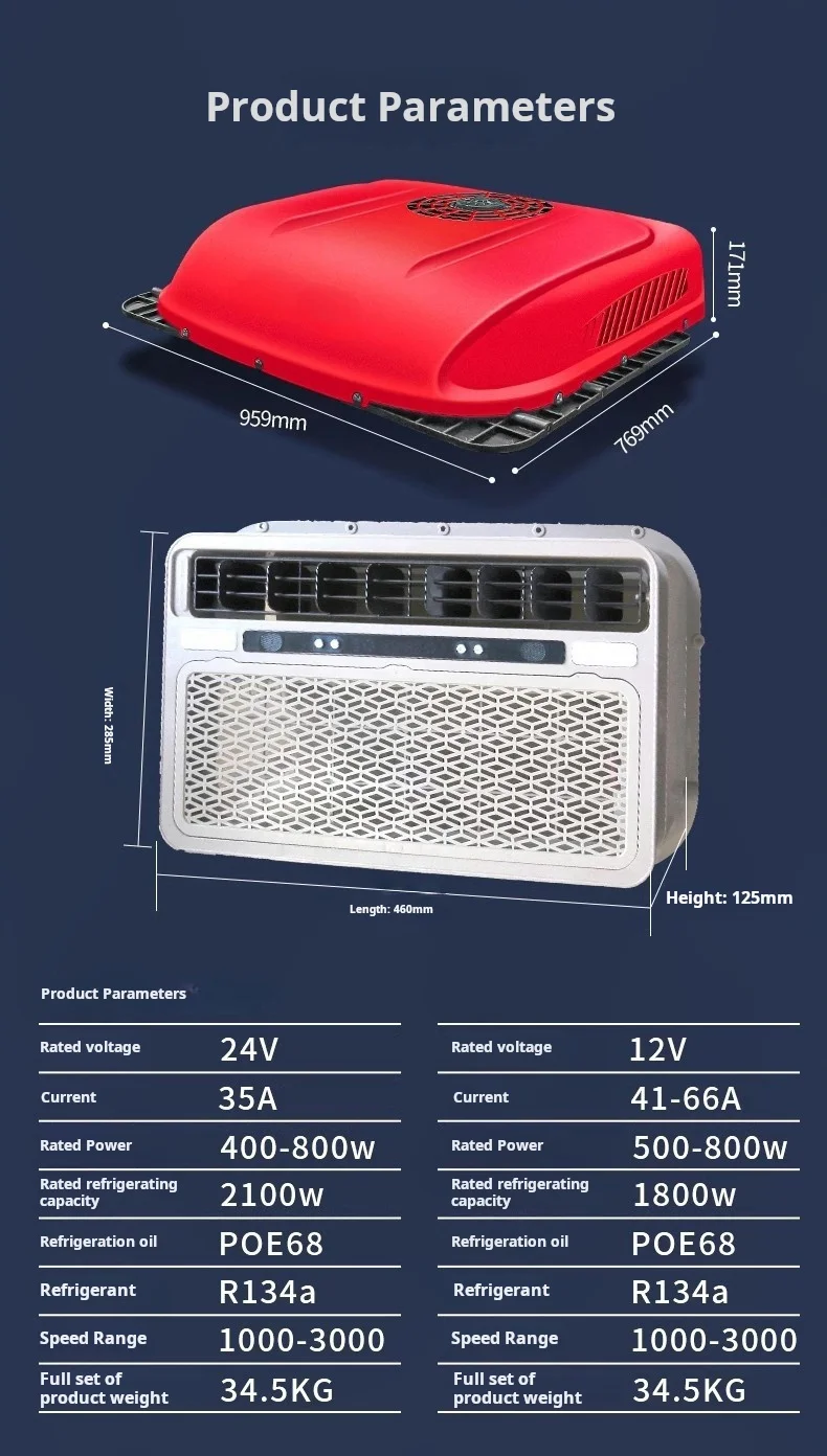 12V 24V Auto Parking Air Conditioner for Trucks RVs Campers Caravans for Truckers