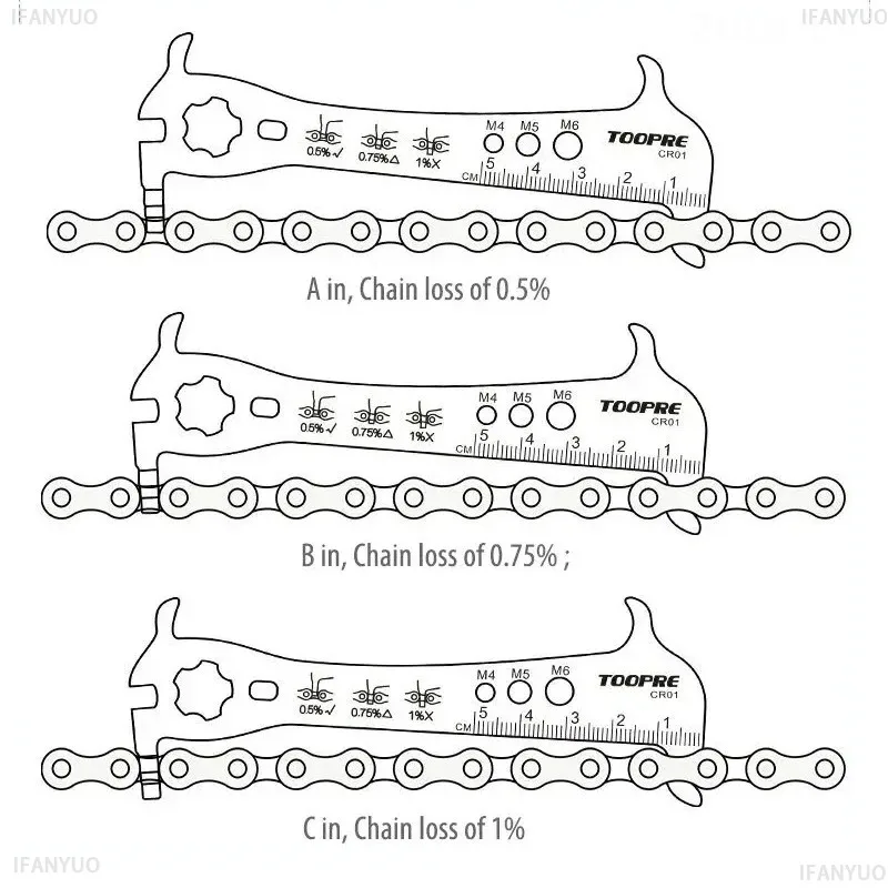 Bike Chain Checker Tool TL-217 Aluminum Alloy Chain Wear Measurement Gauge Length Stretch Screw Diameter Test MTB Road Cycling