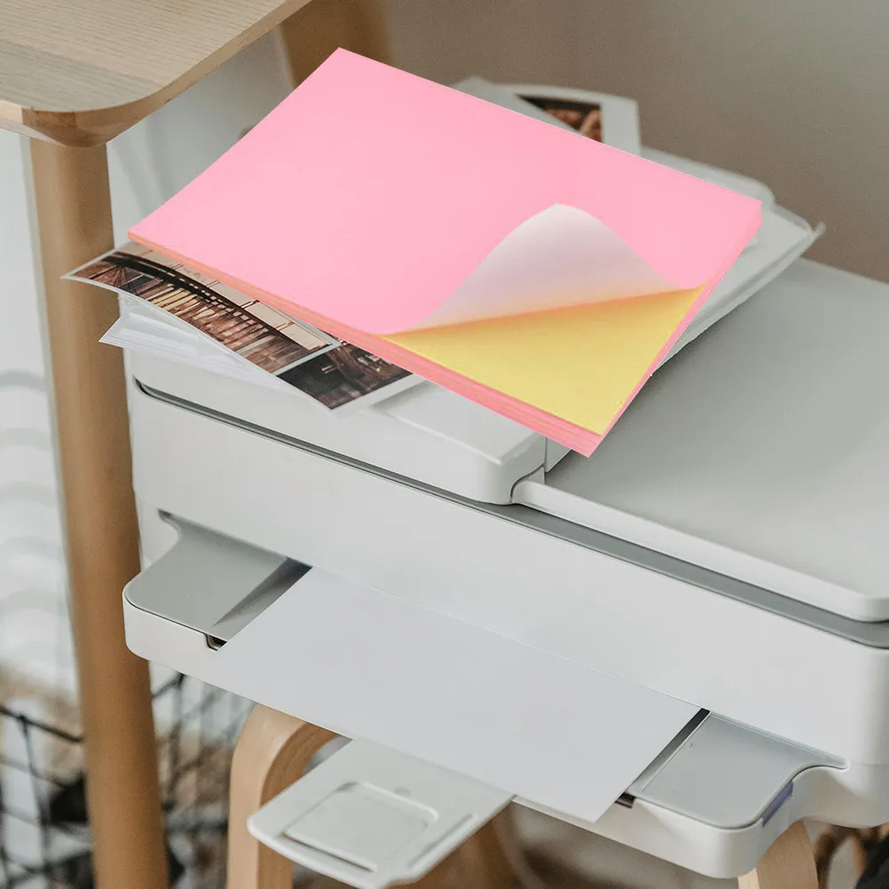 

50Pcs Colorful Label Paper Self-Adhesive Printing Paper A4 Size Easy Tear Classification Mark Sticker Perfect for Office School