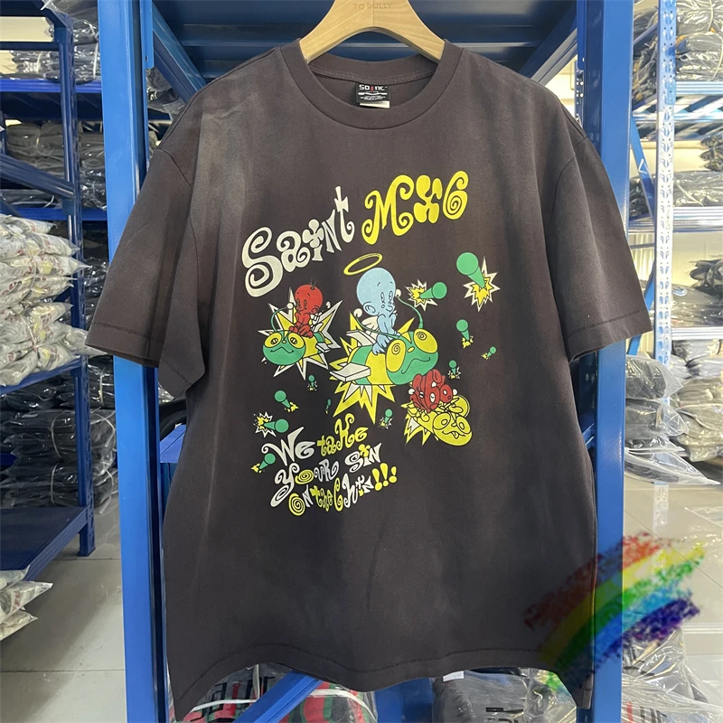 

2025ss Saint T-Shirt Men Women Cartoon We Take Your Sin On The Chin Tee Tops T Shirt