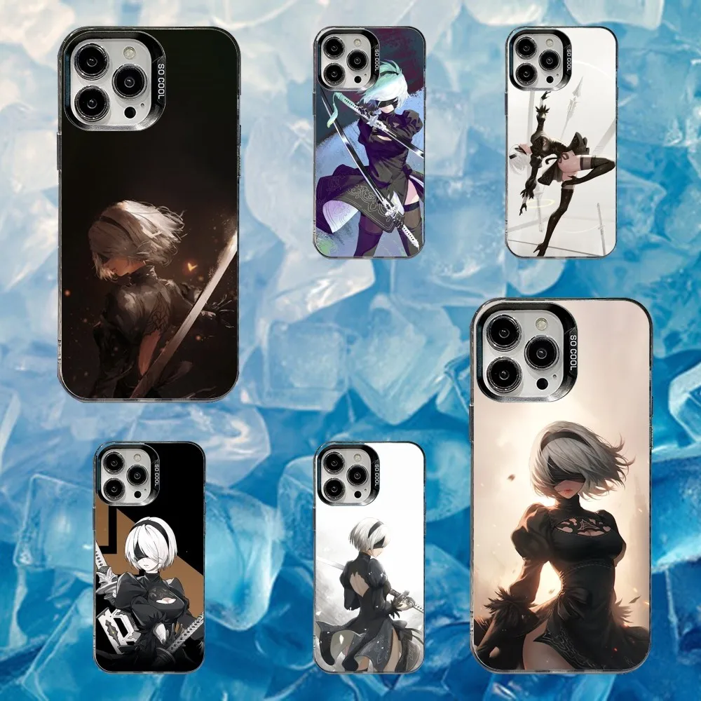 

N-Nier A-Automata 2b Anime Phone Case For iPhone 16,15,14,13,12,11,Mini,Pro,SE,MAX White Matte Shockproof Cover