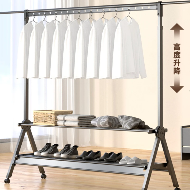 

Drying rack floor-to-ceiling folding household indoor balcony cool quilt artifact bedroom single-rod telescopic lifting hanger