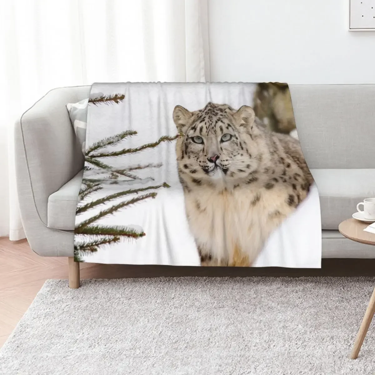 

Snow Leopard #14 Throw Blanket Plaid Hairys blankets and throws Plaid on the sofa Blankets