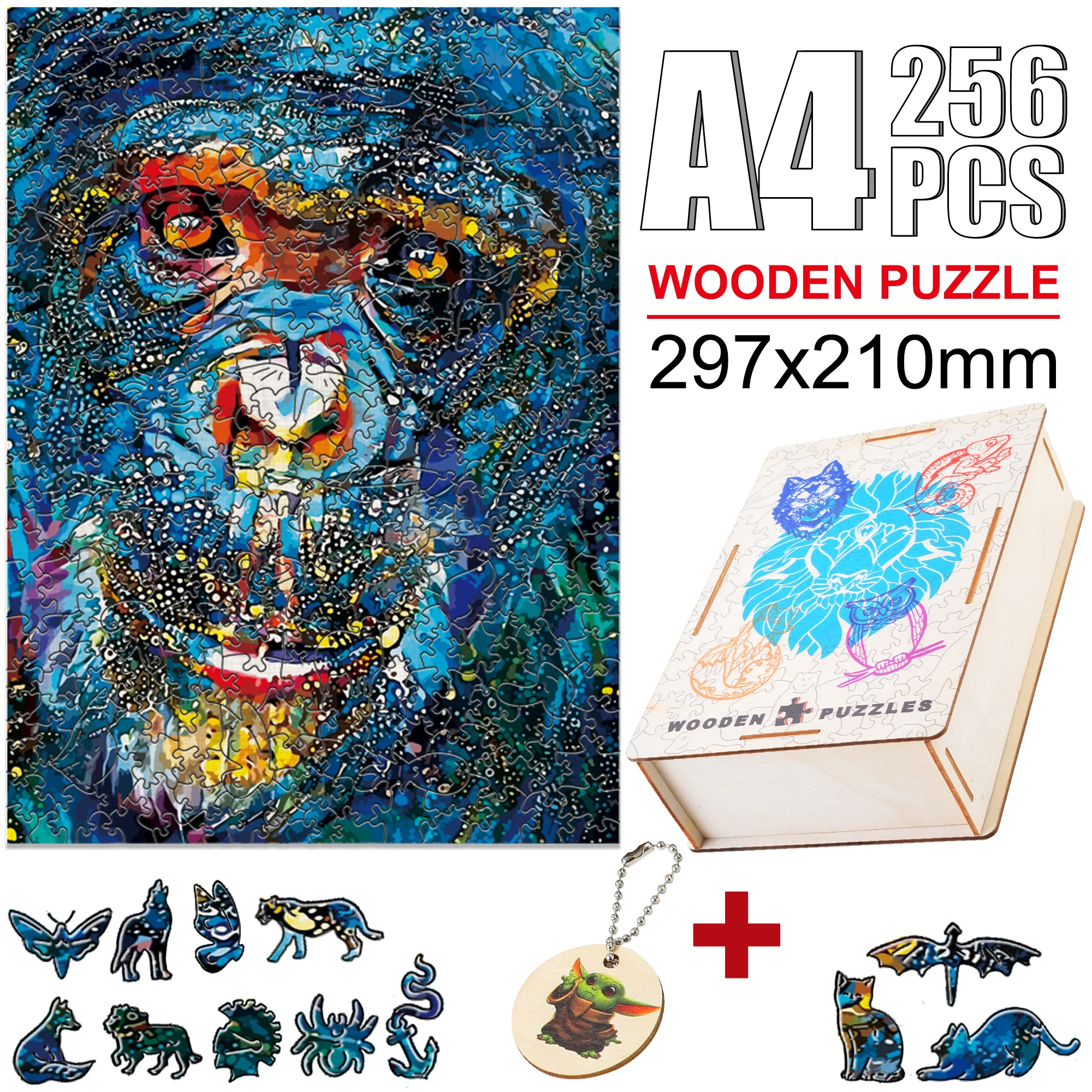 

Colorful Wooden Animal Jigsaw Puzzles Chimpanzee Intellectual Toy Popular Family Game For Adults Kids Hot Festival Gifts