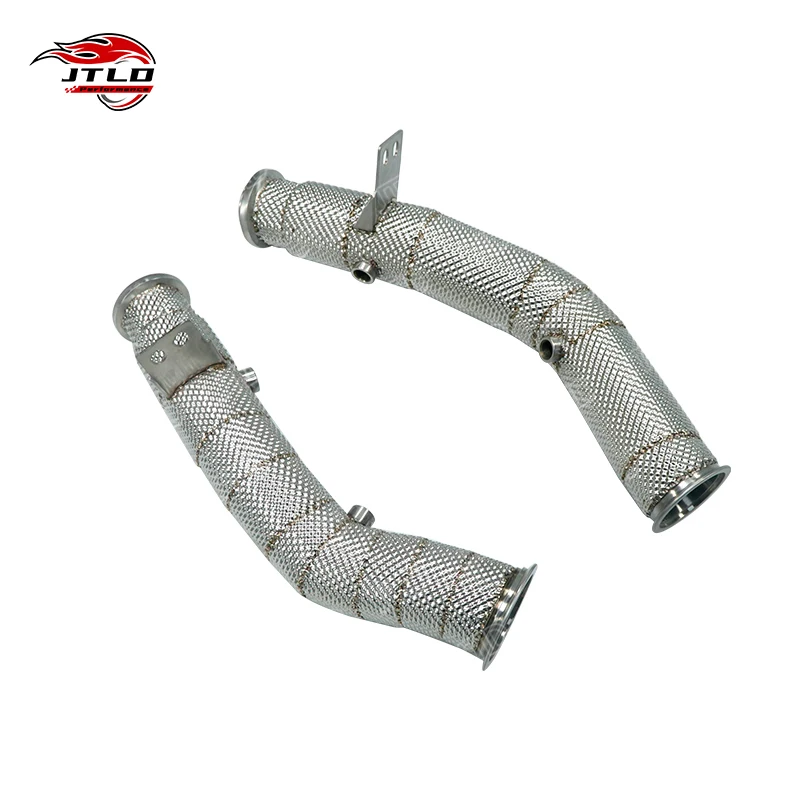

76mm Stainless Steel Catless Exhaust Downpipe With Heat Shield For Mercedes BENZ W205 C43 C450 M276 AMG LHD Golden Welding