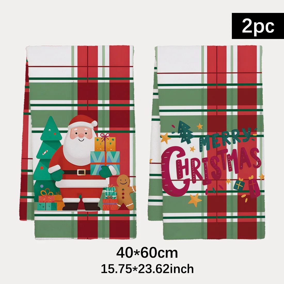 2pcs Santa Claus Presents Gingerbread Man Gift Kitchen Towel Kitchen Decoration Christmas Decoration Towel Dish 40x60cm