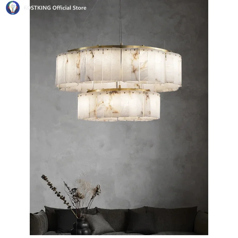 

2025 Stone Ceiling Lamps Gold Lampara De Techo Led Luxury Natural Marble Lighting Bedroom Decor Copper Lamps