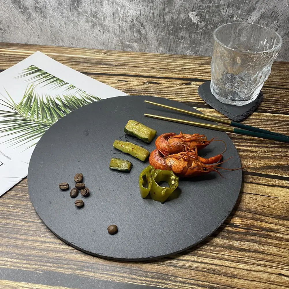 

1pc Plate Natural Stone Serving Dish For Steak Pasta Cheese Appetizer Household Kitchen Tableware Western Food Tray