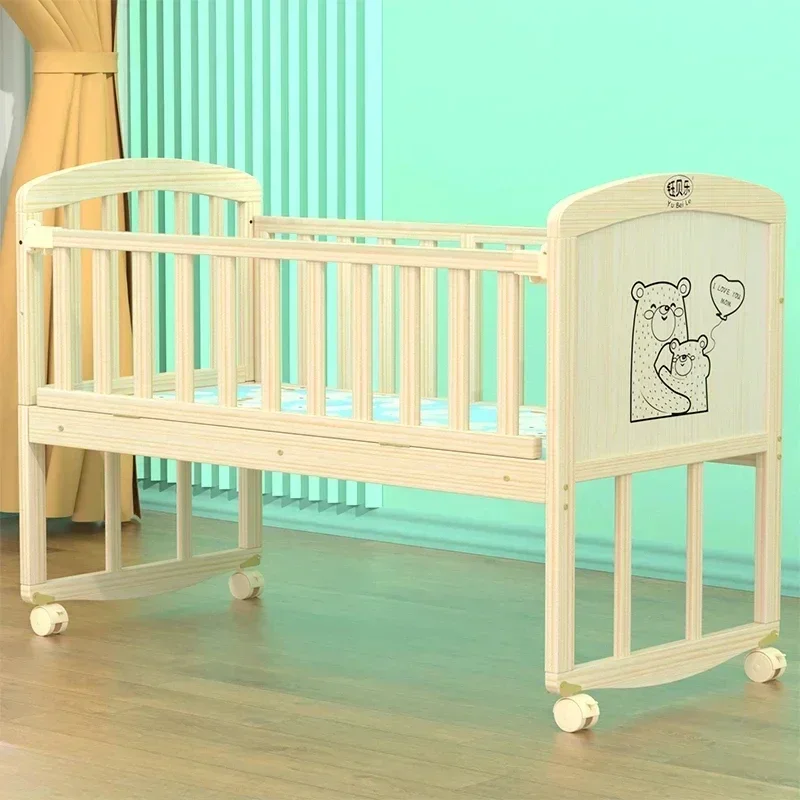 40 Solid Wood Baby Crib - Non-Toxic Paint-Free Infant Bed, Newborn Cradle, Co-Sleeper, Wooden Baby Cot, Natural Baby Cot.