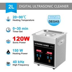 Digital Automatic Ultrasonic Cleaner Bath 2L 120W Machine Metal DPF Dirty Parts Mainboard Degreaser Washer Tank