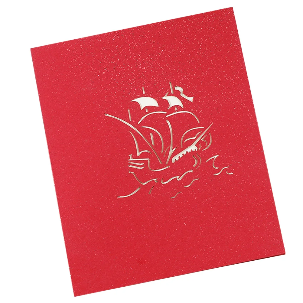 

1Pcs 3D Paper Sailboat Greeting Card Pop Up Christmas Card with Stereo Effect Festive Holiday Gift for Colleagues Relatives