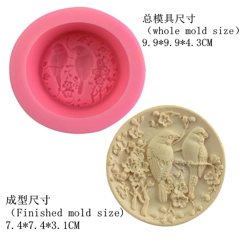 Birdie Plum Blossom Station Branch Mold Silicone Mold Soap Manual Gypsum Dripping Plastic Decorative Ornament Mold Candle Mold