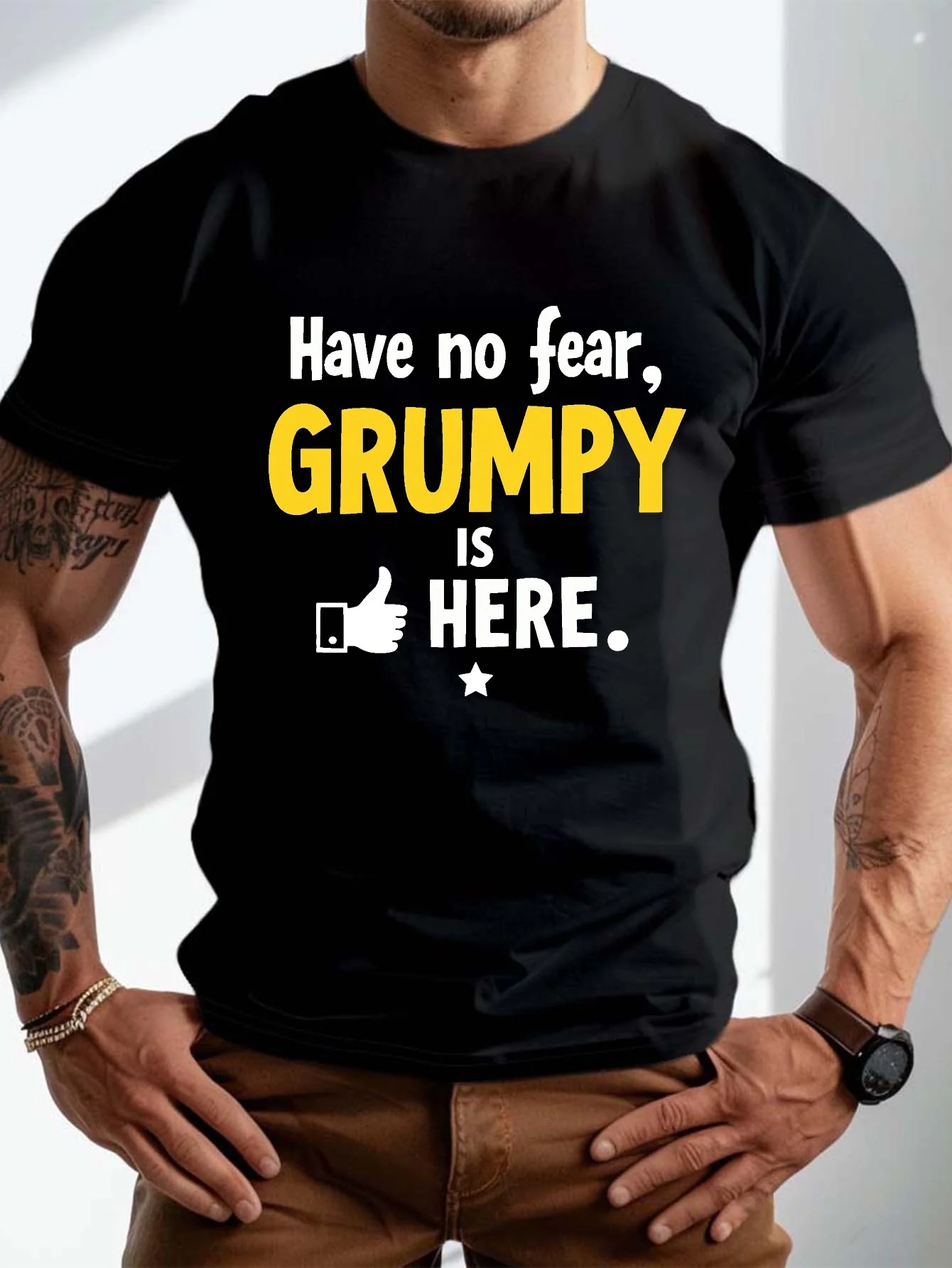Don'T Be Afraid, Grumpy Wrinkles Plus Size Men's T-Shirt, Extra Large Size