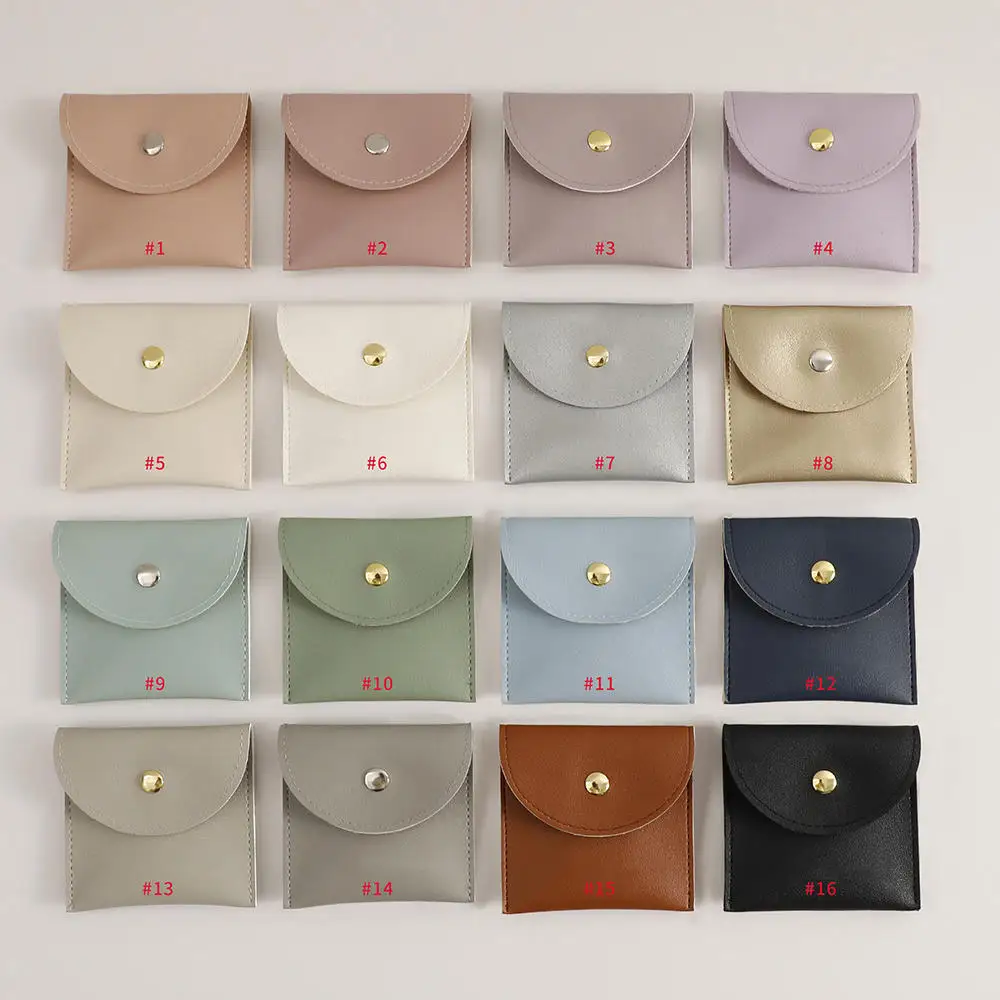 High-end PU Leather Jewelry Packaging Bags Flap Snap Necklace Ring Bracelet Earrings Gift Storage Jewelry Organizer Pouch Joyero