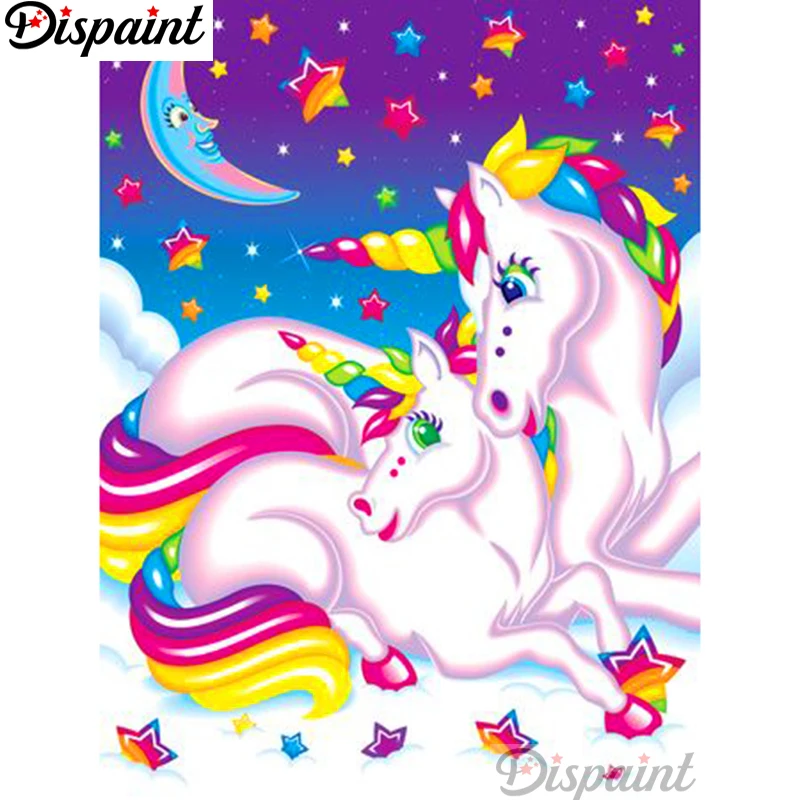 

Dispaint Full Square/Round Drill 5D DIY Diamond Painting "Colored Horse" 3D Embroidery Cross Stitch Home Decor Gift A12598