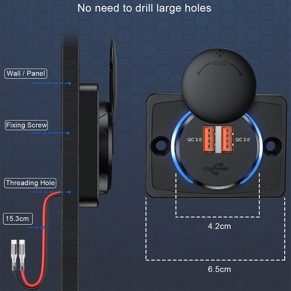 Gadpow RV Modification Charger Outlet PD 3.0 12-24V QC 3.0 Dual USB Charger Power Accessories For Camper Bus Boat Charge Socket