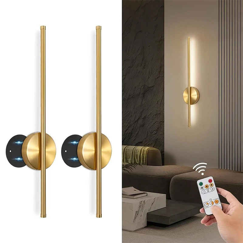 Modern LED Wall Charging Lamp Wireless Installation Remote Control Stepless Dimming  Gold Black Finish 50/80CM Decorative Lighti