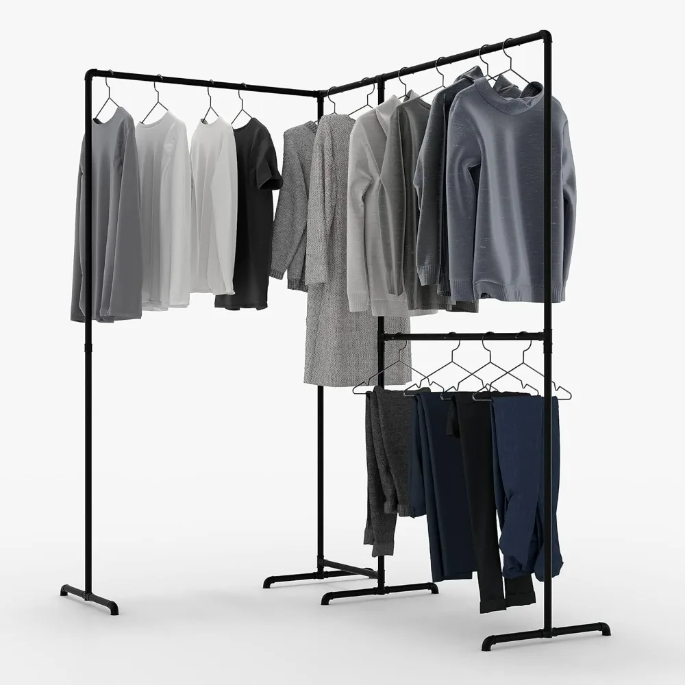 Industrial Design garment rack - LAS Edge - freestanding Coat Rack for Walk-In Wardrobe Wall I Clothes Rack Made of Black Sturdy