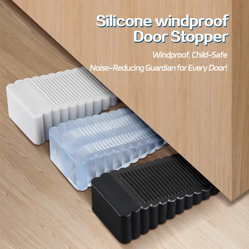 Rubber Wedge Door Stop Safety Silicone Door Stop Block Wedge Stop Door Stopper Front Anti-collision Can Move Rubber Doorstop