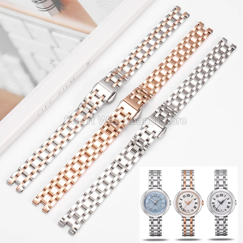 واجهة مقعرة لسوار ساعة Tissot Bellissima SmallLady من الفولاذ المقاوم للصدأ متين وسهل التنظيف وبارد ومريح على المعصم