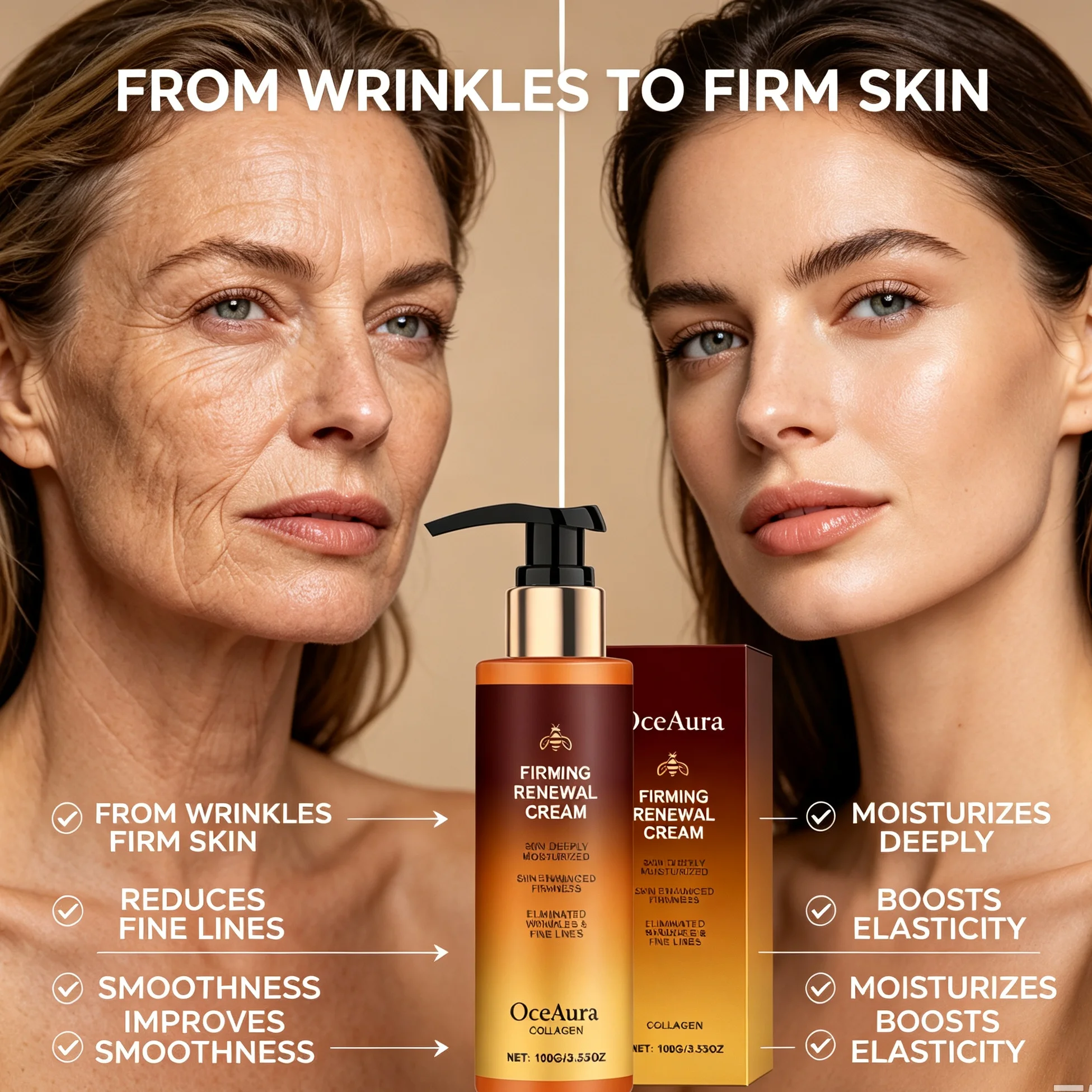 Anti‑Aging Collagen Firming Face Cream Deep Hydration Elasticity Boost Reduce Fine Wrinkles Lift Sagging Skin Rejuvenation Cream