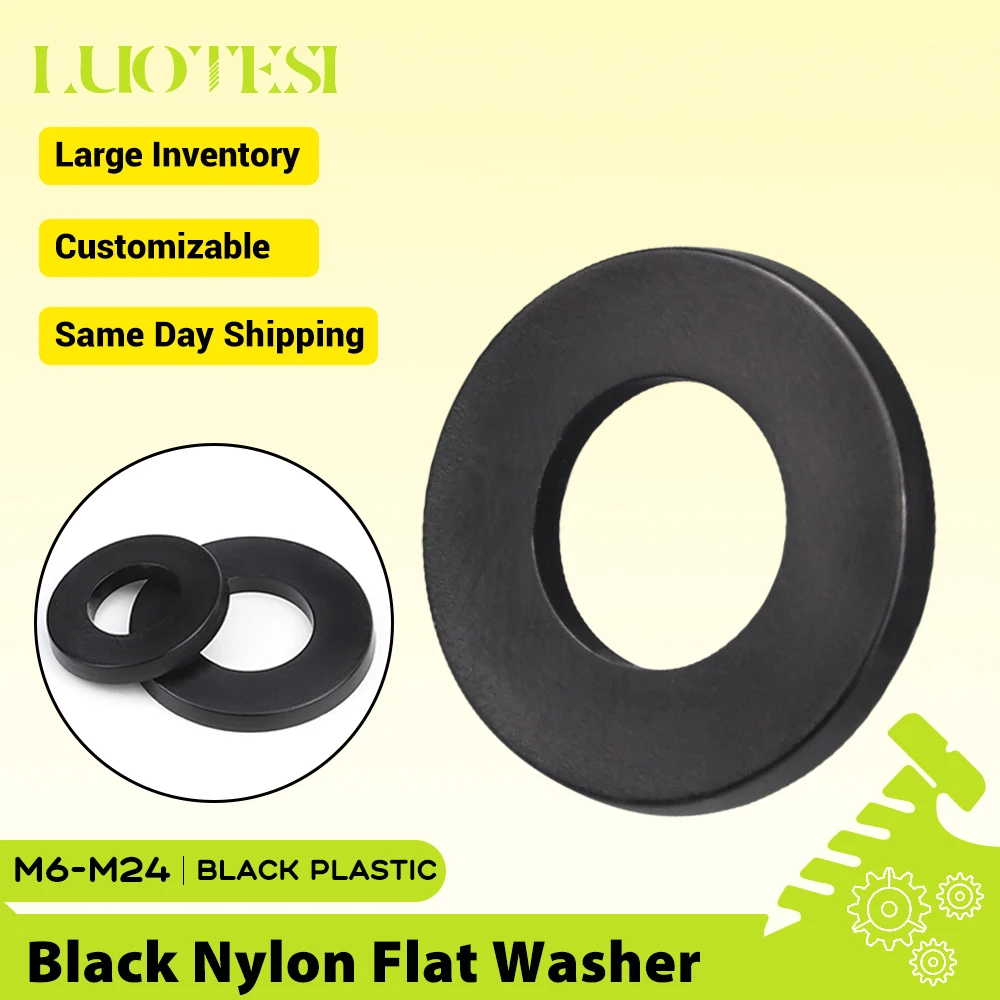 M6M8M10M12M14M16M18M20M22M24 Schwarze Nylon-Flachdichtung, Abstandshalter, Isolierung, Kunststoff-Dichtscheibe für Wasserhahn und Rohr
